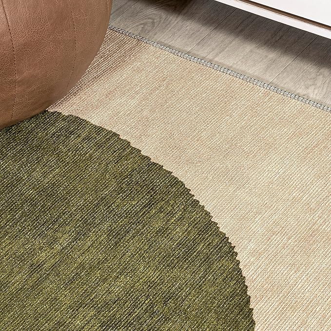 JONATHAN Y Machine Washable Cream/Green Indoor Area Rug 4X6 ft, Cirkel Minimalist Geometric Dot for Living Room, Bedroom, Kitchen, Office, Easy-Cleaning, Pet-Friendly, Non-Shedding WSH113C-4
