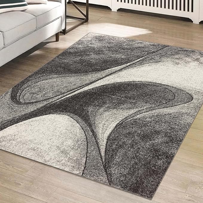 LUXE WEAVERS Spiral Abstract Gray 8x10 Area Rug