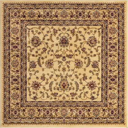 Unique Loom Voyage Collection Traditional Oriental Classic Area Rug (5' 0 x 5' 0 Square, Ivory/Gold)