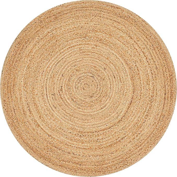 Savi Home Hand Woven Jute Braided Rug, 6' Round - Natural, Reversible Area Rugs for Living Room, Farmhouse, Kitchen, Handcrafted 6 Feet Round Area Rugs - Natural