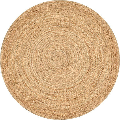 Savi Home Hand Woven Jute Braided Rug, 6' Round - Natural, Reversible Area Rugs for Living Room, Farmhouse, Kitchen, Handcrafted 6 Feet Round Area Rugs - Natural