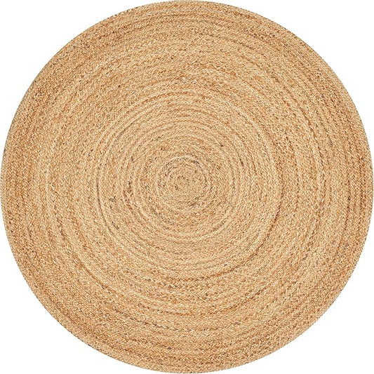 Savi Home Hand Woven Jute Braided Rug, 6' Round - Natural, Reversible Area Rugs for Living Room, Farmhouse, Kitchen, Handcrafted 6 Feet Round Area Rugs - Natural