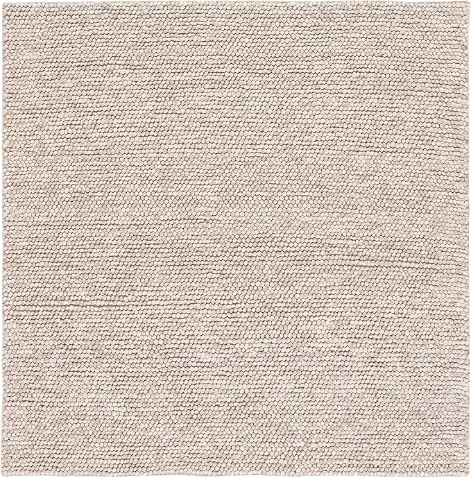 SAFAVIEH Natura Collection Area Rug - 8' Square, Beige, Handmade Wool Blend, Textured Design, Ideal for Living Room, Bedroom, Dining Space (NAT620B)