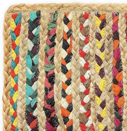 REDEARTH · Jute Cotton Chindi Area Rug - 2'x3' Rectangular Rug, Handwoven, Non-Shedding, Soft & Durable – Multi Tones for Home Décor in Living Room, Dining Room, Bedroom
