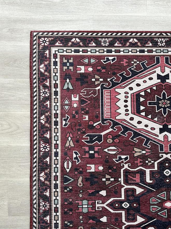 Fame Living Washable Area Rug. Modern Farmhouse. Vintage. Turkish. Bohemian. Distressed. Oriental. Traditional. Rugs for Living Room. Dining. Bedroom. Office. Entryway. Foyer. (851RR, 9' x 12')