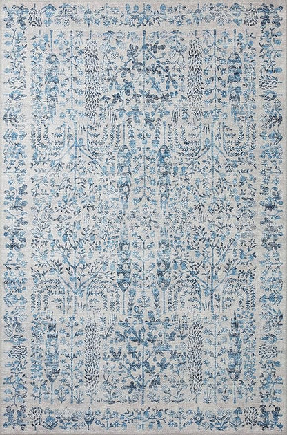 Loloi Rifle Paper Co. Maison Collection MAO-07 Blue 2'-6" x 7'-6", .19" Pile Height, Runner Rug