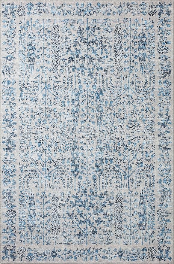 Loloi Rifle Paper Co. Maison Collection MAO-07 Blue 8'-4" x 11'-6", .19" Pile Height, Area Rug
