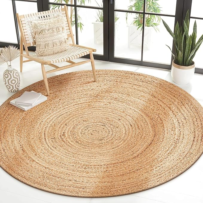 Savi Home Hand Woven Jute Braided Rug, 6' Round - Natural, Reversible Area Rugs for Living Room, Farmhouse, Kitchen, Handcrafted 6 Feet Round Area Rugs - Natural