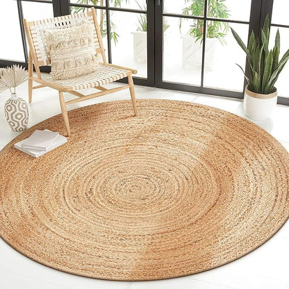 Savi Home Hand Woven Jute Braided Rug, 3' Round - Natural, Reversible Area Rugs for Living Room, Farmhouse, Kitchen, Handcrafted 3 Feet Round Area Rugs - Natural