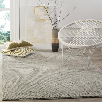 SAFAVIEH Area Rug 10x14 - Natura Collection - Large - Silver, Handmade Wool Blend, Textured Design, Ideal for Living Room, Bedroom, Dining Space (NAT620C)