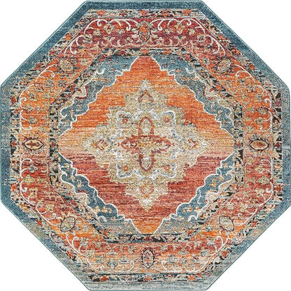 Unique Loom Isabella Collection Area Rug - Rossellini (7' 10" Octagon, Rust Red/ Beige)