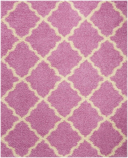 SAFAVIEH Area Rug 8x10 - Dallas Shag Collection - Large - Pink & Ivory, Trellis Pattern, Non-Shedding & Easy Cleaning, Plush Thick Pile, Ideal for Living Room, Bedroom, Dining Space (SGD257I)