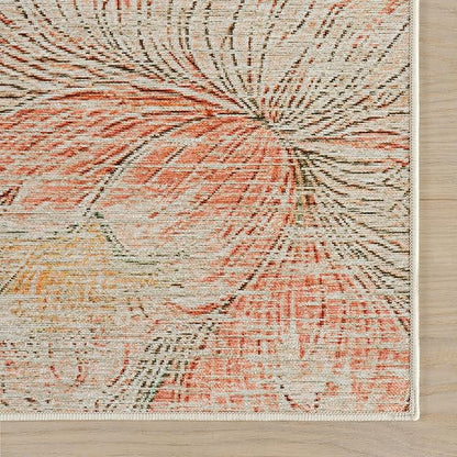 Dash & Albert Zell Multi Machine Washable Rug, 5 X 8 Feet, Multicolored/Tan Floral Pattern