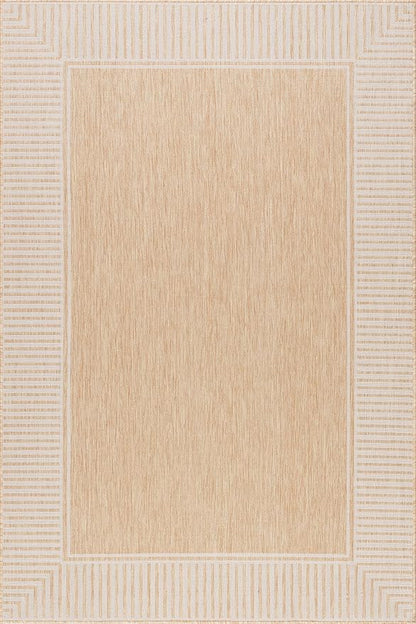 Nuloom Asha Tan/Ivory, 9'6" x 12', Casual, Striped Border, Soft and Cozy, High Traffic, Stain Resistant, Easy Clean, Durable Area Rug for Indoor/Outdoor Patio, Deck, Porch, Garden, Courtyard