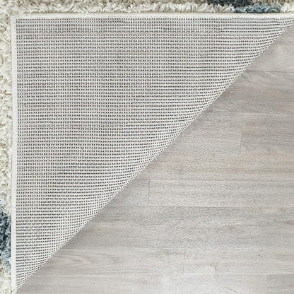 SAFAVIEH Dallas Shag Collection Accent Rug - 4' x 6', Ivory & Light Blue, Trellis Design, Non-Shedding & Easy Care, 1.5-inch Thick Ideal for High Traffic Areas in Foyer, Living Room, Bedroom (SGD257J)