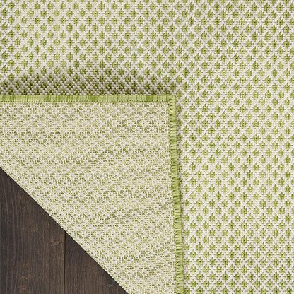 Nourison Home Courtyard Ivory Green 7' x 10' Area Rug - Easy Clean, Non Shedding, Bed Room, Living Room, Dining Room, Kitchen (7' x 10')