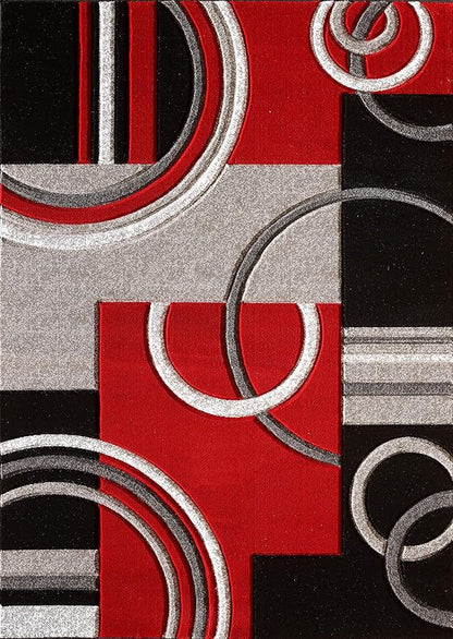 GLORY RUGS Area Rug Modern 2x7 Red Soft Hand Carved Contemporary Floor Carpet with Premium Fluffy Texture for Indoor Living Dining Room and Bedroom Area