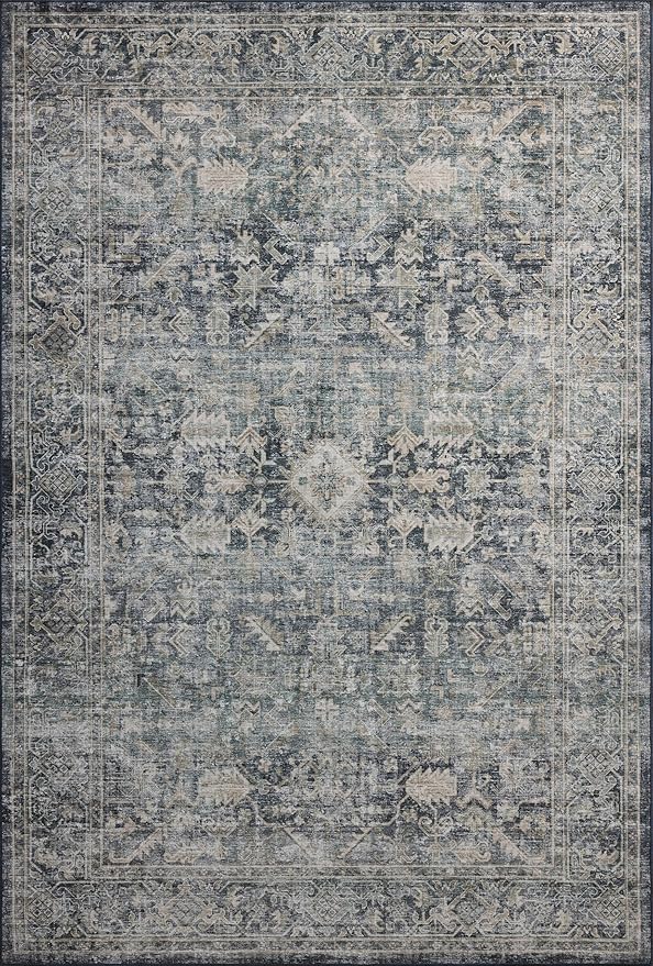 Loloi Amber Lewis Josie Collection JOS-01 Ocean/Natural 2'-6" x 10'-0", .13" Pile Height, Low Profile, Machine Washable, Runner Rug