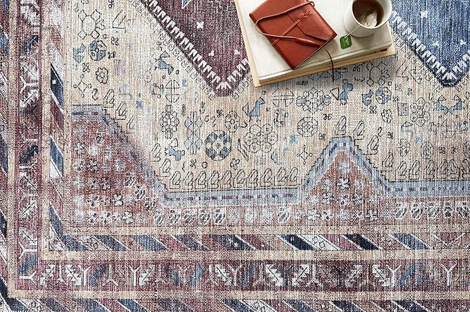Fame Living Washable Area Rug. Modern Farmhouse. Vintage. Turkish. Bohemian. Distressed. Oriental. Traditional. Rugs for Living Room. Dining. Bedroom. Office. Entryway. Foyer. (863TT, 5'9 x 8'9)