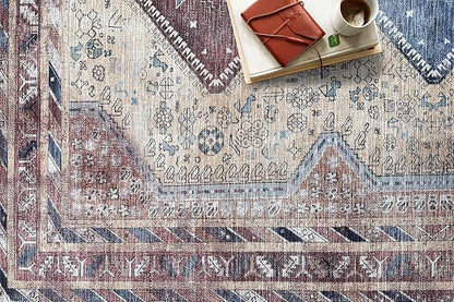 Fame Living Washable Area Rug. Modern Farmhouse. Vintage. Turkish. Bohemian. Distressed. Oriental. Traditional. Rugs for Living Room. Dining. Bedroom. Office. Entryway. Foyer. (863TT, 2'5" x 6'5")