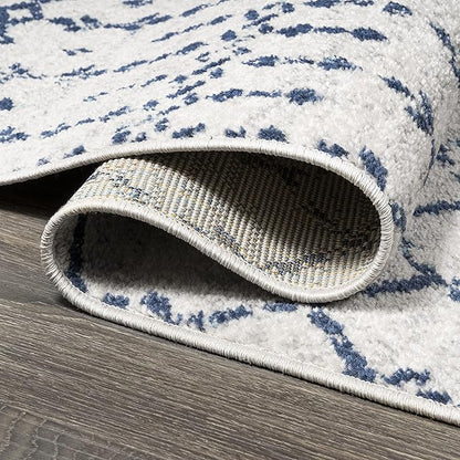 JONATHAN Y Boho Vintage Diamond Cream/Navy Indoor Area Rug 5X8 ft, Moroccan Hype for Living Room, Bedroom, Kitchen, Office, Easy-Cleaning, High Traffic, Pet-Friendly, Non-Shedding (MOH101F-5)