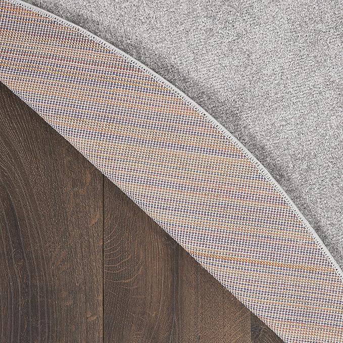 Nourison Home Nourison Essentials Silver Grey 10' x Round Area Rug - Easy Clean, Non Shedding, Bed Room, Living Room, Dining Room, Kitchen (10' x Round)