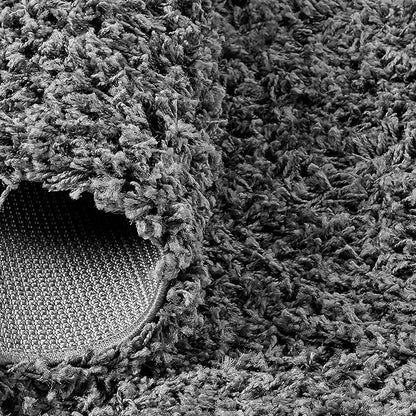 Unique Loom Solid Shag Collection Area Rug (5' 1" Square, Graphite Gray)