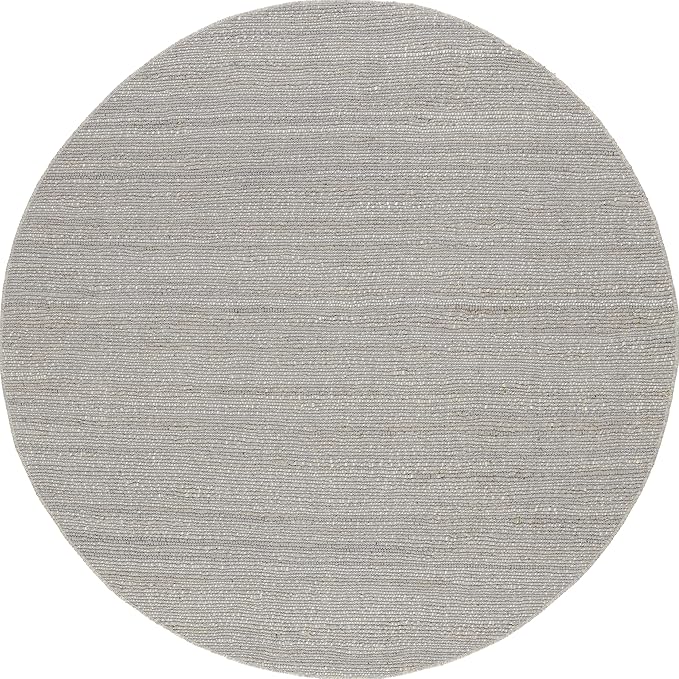 Nuloom Elfriede Handmade, Grey/Ivory, 6' Round, Jute & Cotton, Textured and Earthy, High Traffic, Stain Resistant, Easy Clean, Durable Area Rug for Bedroom, Living Room, Dining, Entryway