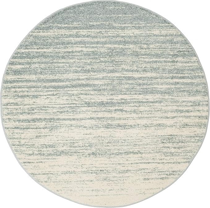 SAFAVIEH Adirondack Collection Area Rug - 7' Round, Slate & Cream, Modern Ombre Design, Non Shedding & Easy to Clean, Ideal for Living Room, Bedroom, Office, Dining Space (ADR113T)
