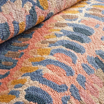 Dash & Albert Paint Chip Stone Hand Micro Hooked Wool Rug, 7.5 X 9.5 Feet, Multicolored/Pink Geometric Pattern