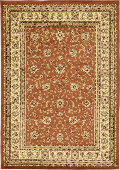 Unique Loom Voyage Collection Traditional Oriental Classic Intricate Design Area Rug (7' 0 x 10' 0 Rectangular, Terracotta/Ivory)