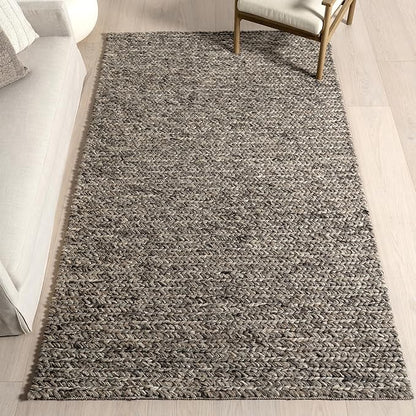 Nuloom Penelope Grey/Brown, 8'6" x 11'6", Hand-Braided, Wool & Cotton, Textured and Earthy, High Traffic, Stain Resistant, Easy Clean, Durable Area Rug for Bedroom, Living Room, Dining, Entryway