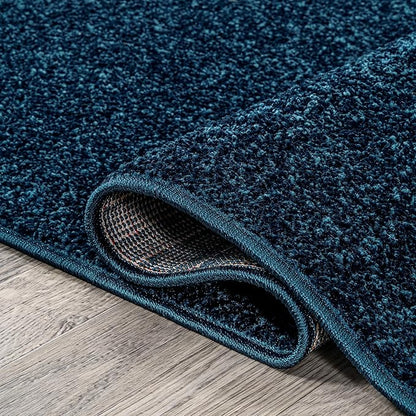 JONATHAN Y Haze Solid Low-Pile Navy 5x5 Square Indoor Area Rug, Coastal,Bohemian,Minimalist,Classic, Easy-Cleaning for Living Room,Bedroom,Kitchen,Pet Friendly,Non-Shedding (SEU100C-5SQ)