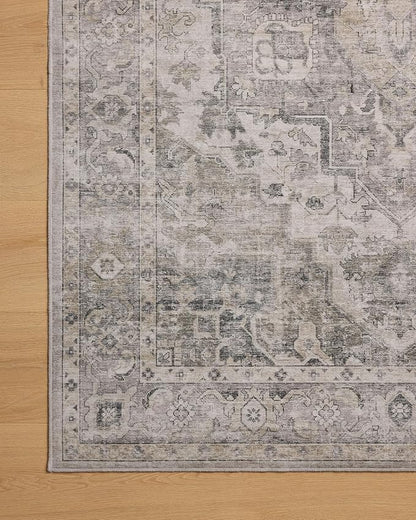 Loloi Amber Lewis Josie Collection JOS-03 Silver/Natural 5'-0" x 7'-6", .13" Pile Height, Low Profile, Machine Washable, Accent Rug