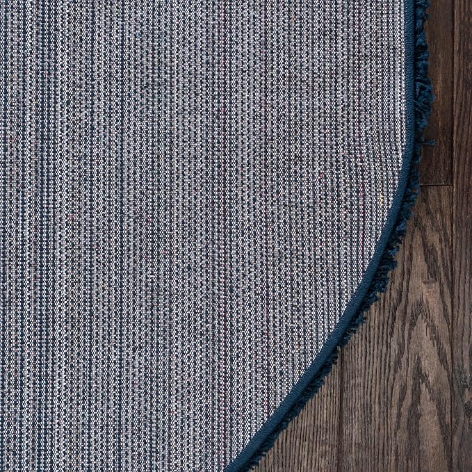 Unique Loom Solid Shag Collection Area Rug (8' x 10' Oval, Sapphire Blue/ Navy Blue)