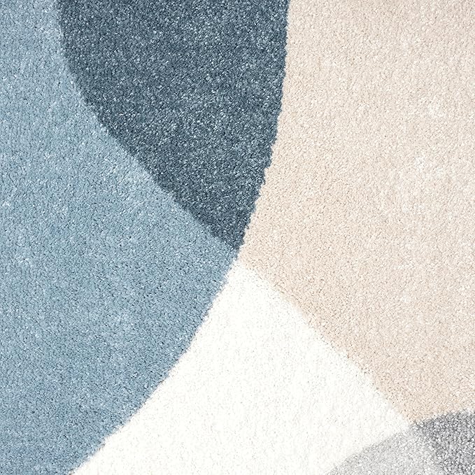 Abani Deco Collection Area Rug - Cream/Blue Mid-Century Design -7'9" x 10'2"(8'x10') - Easy to Clean - Durable for Kids and Pets - Non-Shedding - Medium Pile - for Living Room, Bedroom & Office