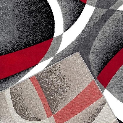 Persian Area Rugs Swirls Modern Abstract Area Rug Carpet, 2' x 3', Black/Red/White