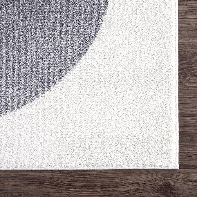 Abani Rugs Cream and Gray 8 ft. x 10 ft.(7'9"x10'2") Mid-Century Rug with Circles and Lines. Neutral Tones of Cream, Gray and a pop of Yellow. Minimalistic Design Turkish Stain Resistant Area Rug.
