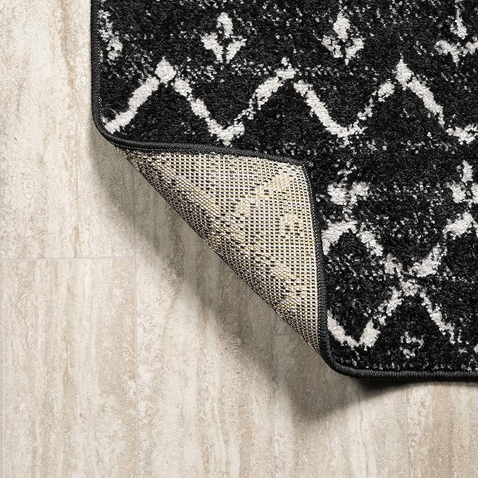 JONATHAN Y Boho Vintage Diamond Black/Ivory Square Area Rug 8X8 ft, Moroccan Hype for Living Room, Bedroom, Kitchen, Office, Easy-Cleaning, High Traffic, Pet-Friendly, Non-Shedding (MOH101D-8SQ)