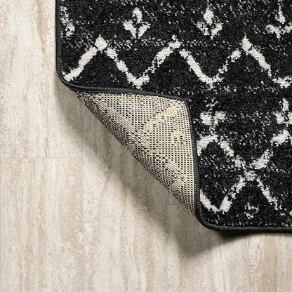 JONATHAN Y Boho Vintage Diamond Black/Ivory Square Area Rug 8X8 ft, Moroccan Hype for Living Room, Bedroom, Kitchen, Office, Easy-Cleaning, High Traffic, Pet-Friendly, Non-Shedding (MOH101D-8SQ)
