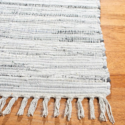 SAFAVIEH Rag Rug Collection Accent Rug - 2'3" x 5', Grey, Handmade Boho Stripe Cotton, Ideal for High Traffic Areas in Entryway, Living Room, Bedroom (RAR121A)