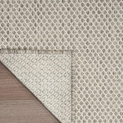 Nourison Home Courtyard Ivory Silver 8' x 10' Area Rug - Easy Clean, Non Shedding, Bed Room, Living Room, Dining Room, Kitchen (8' x 10')