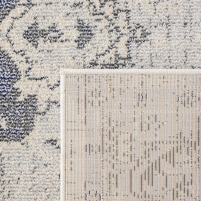 SAFAVIEH Monaco Collection Area Rug - 5'1" x 7'7", Ivory & Grey, Boho Chic Medallion Distressed Design, Non-Shedding & Easy Care, Ideal for High Traffic Areas in Living Room, Bedroom (MNC243B)