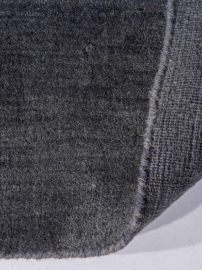Hand Knotted Loom Wool ECO-Friendly Area Rugs - 6'x6', Square, Charcoal Color, Solid Plain Design, High Pile Handmade Anti Skid Area Rugs for Living Room, Bed Room (L00111)