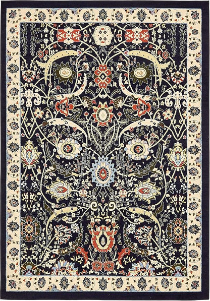 Unique Loom Espahan Collection Area Rug - Cape Cod (7' 1" x 10' Rectangle, Navy Blue/ Black)
