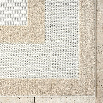 Abani Area Rugs - Modern Minimalist Pattern - Cream Rug for Living Room, Bedroom, Dining Room - Indoor/Outdoor - Easy to Clean - Non-Shedding - 4' x 6'