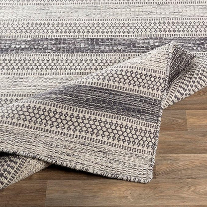 Mark&Day Wool Rugs, 5x7 Marvelle Global Medium Gray Area Rug, Black Ivory Carpet for Living Room, Bedroom or Kitchen (5' x 7'6")