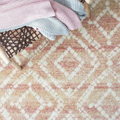 SAFAVIEH Adirondack Collection Area Rug - 5'1" x 7'6", Rose & Gold, Modern Diamond Distressed Design, Non-Shedding & Easy Care, Ideal for High Traffic Areas in Living Room, Bedroom (ADR131Q)