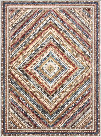 Keen Home Design 10x14 Rug - Machine Washable Area Rug with Non-Slip Backing, Ideal for Living Room, Dining Room, Bedroom - Vintage, Easy Clean, Durable, Low Pile Rug - (9'7" x 14')