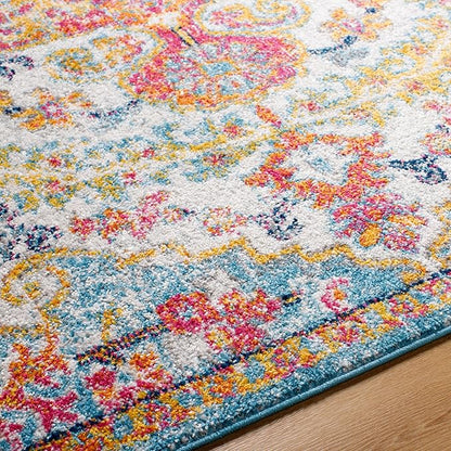Livabliss Odelia Vintage Bohemian Area Rug,3'11" x 5'7",Orange/Aqua